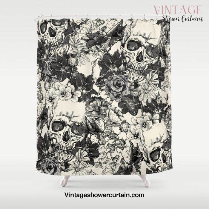 SKULLS 4 HALLOWEEN SKULL Shower Curtain Offical Vintage Shower Curtain Merch