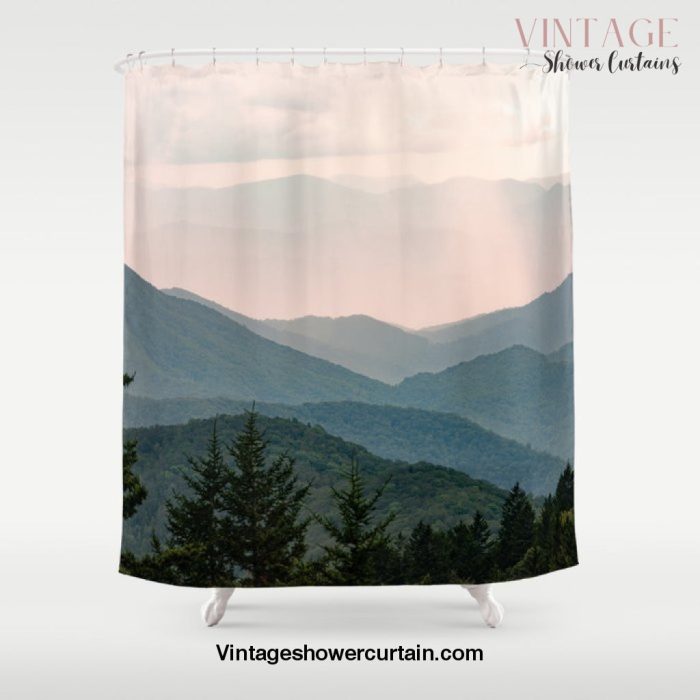 Smoky Mountain Pastel Sunset Shower Curtain Offical Vintage Shower Curtain Merch