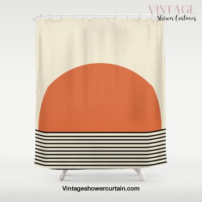 Sunrise / Sunset I - Orange & Black Shower Curtain Offical Vintage Shower Curtain Merch