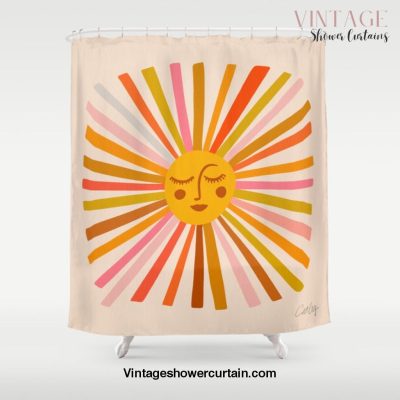 Sunshine â€“ Retro Ochre Palette Shower Curtain Offical Vintage Shower Curtain Merch