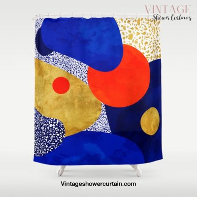 Terrazzo galaxy blue night yellow gold orange Shower Curtain Offical Vintage Shower Curtain Merch