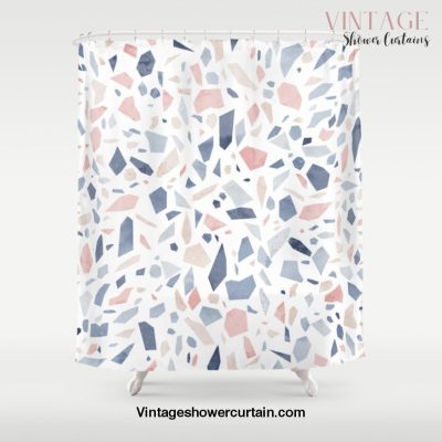 Terrazzo vintage pastel blue pink Shower Curtain Offical Vintage Shower Curtain Merch