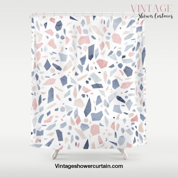 Terrazzo vintage pastel blue pink Shower Curtain Offical Vintage Shower Curtain Merch