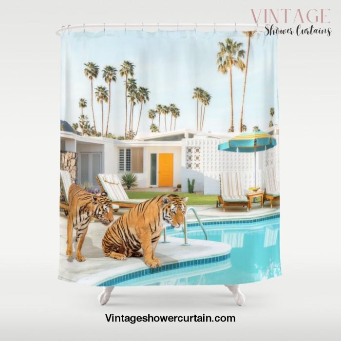 Tigers at the Pool Shower Curtain Offical Vintage Shower Curtain Merch