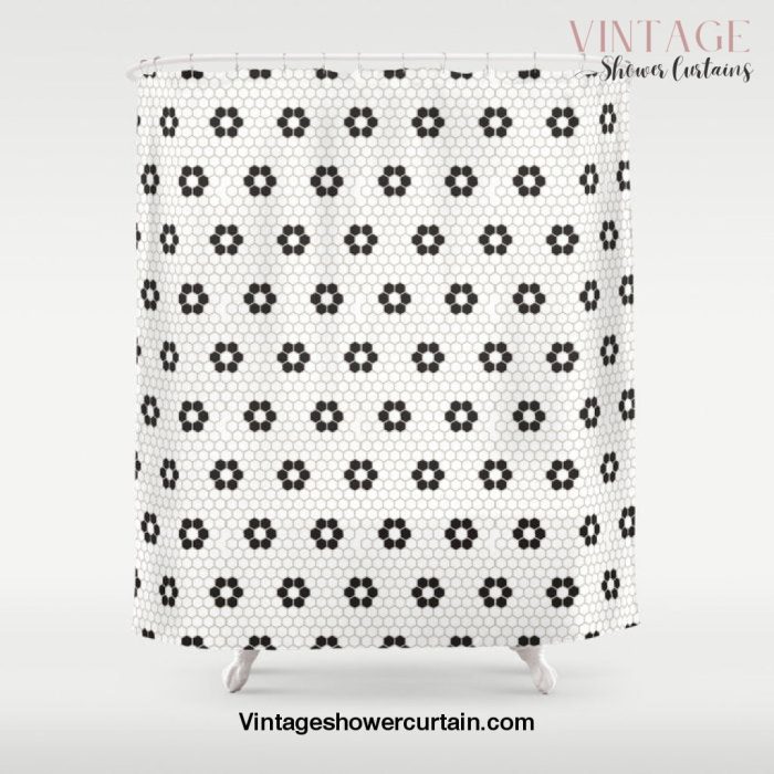 Tiles of Penang - Black and white Shower Curtain Offical Vintage Shower Curtain Merch