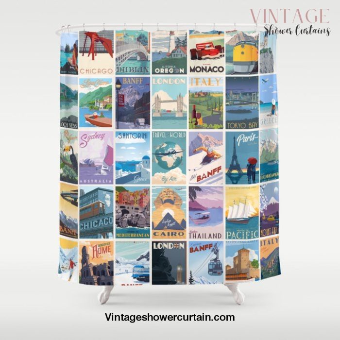 Travel the World Shower Curtain Offical Vintage Shower Curtain Merch