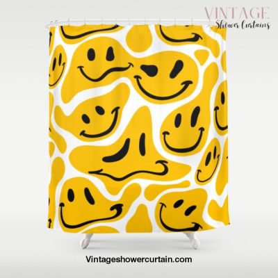 TRIPPY MELTING SMILE PATTERN Shower Curtain Offical Vintage Shower Curtain Merch