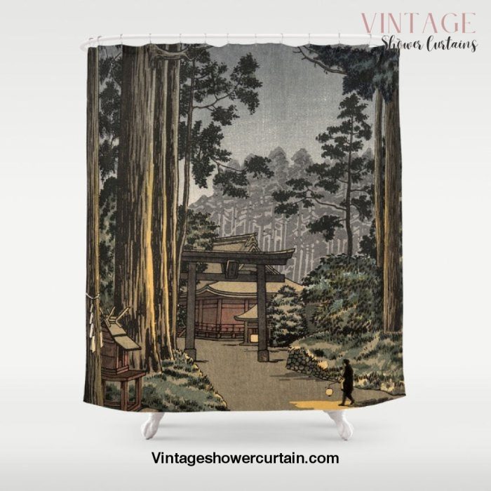 Tsuchiya Koitsu - Nikko Futarasan Temple - Japanese Vintage Woodblock Painting Shower Curtain Offical Vintage Shower Curtain Merch