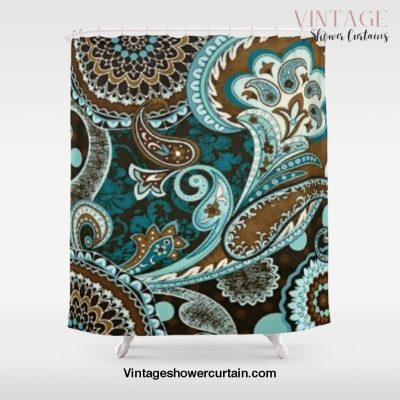 Turquoise Brown Vintage Paisley Shower Curtain Offical Vintage Shower Curtain Merch