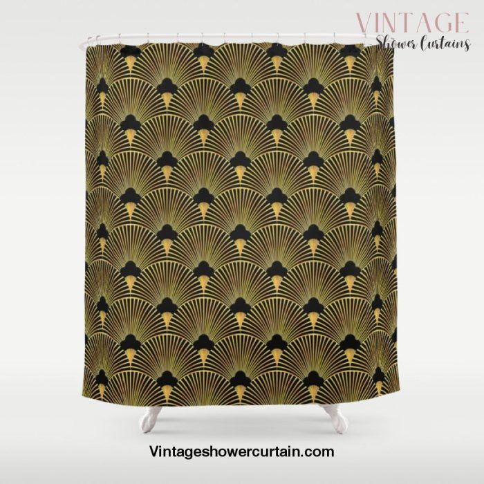 Vintage art deco gold pattern 9. Abstract geometric decorative. Golden luxury illustration. Art nouveau. Shower Curtain Offical Vintage Shower Curtain Merch