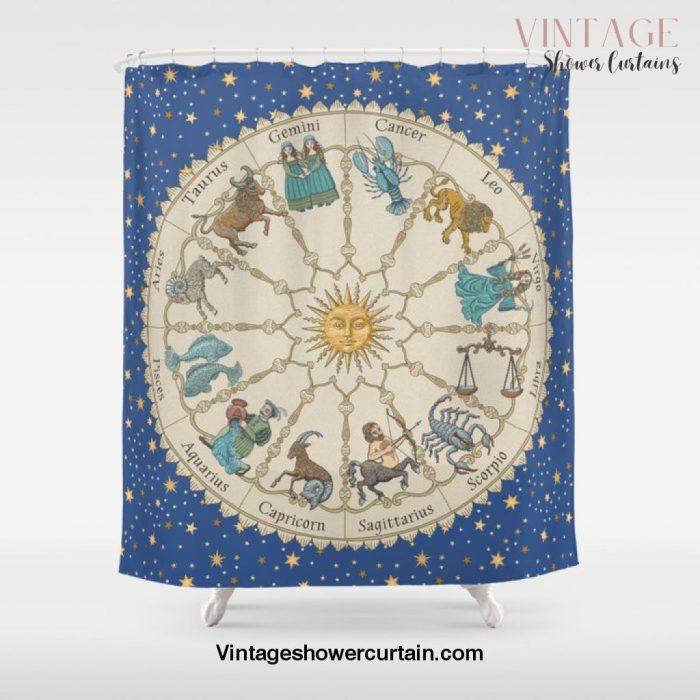 Vintage Astrology Zodiac Wheel Shower Curtain Offical Vintage Shower Curtain Merch