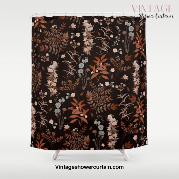 Vintage Autumn Florals on Dark Background Shower Curtain Offical Vintage Shower Curtain Merch