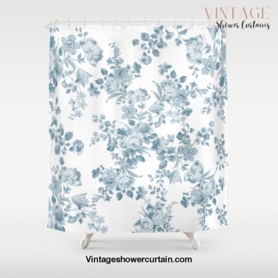 Vintage blue white bohemian elegant floral Shower Curtain Offical Vintage Shower Curtain Merch