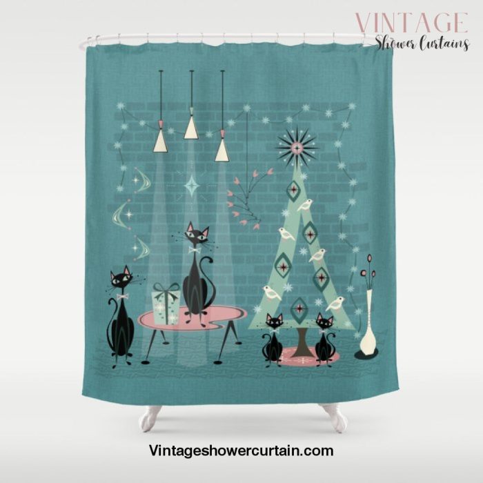 Vintage Cat Family Holiday Shower Curtain Offical Vintage Shower Curtain Merch