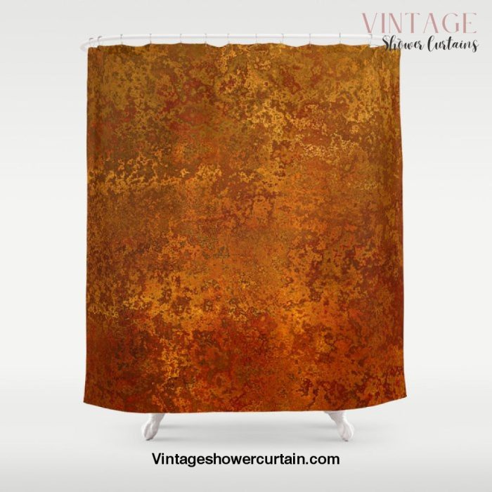 Vintage Copper Rust, Minimalist Art Shower Curtain Offical Vintage Shower Curtain Merch