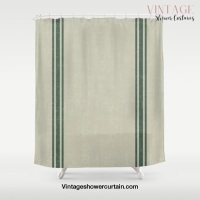 Vintage Country French Grainsack Green Stripes Linen Color Background Shower Curtain Offical Vintage Shower Curtain Merch