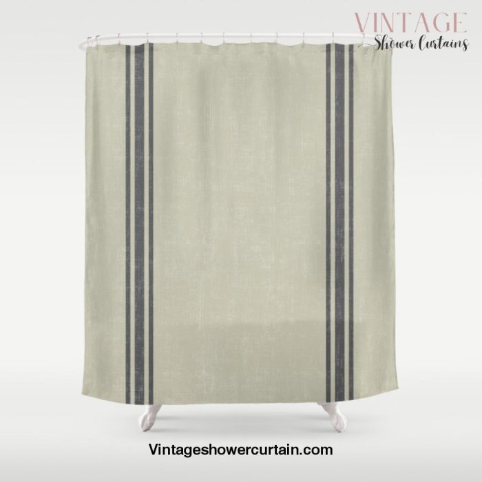 Vintage Country French Grainsack Grey Gray Stripes Linen Color Background Shower Curtain Offical Vintage Shower Curtain Merch