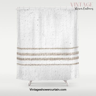 Vintage Farmhouse Grain Sack - Sandstone Stripes Shower Curtain Offical Vintage Shower Curtain Merch