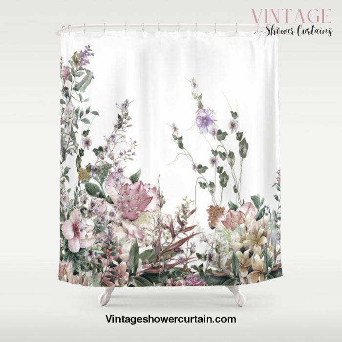 Vintage Field Flowers Shower Curtain Offical Vintage Shower Curtain Merch