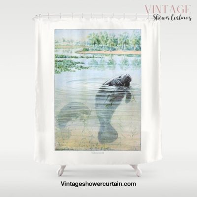 Vintage Florida Manatee Shower Curtain Offical Vintage Shower Curtain Merch