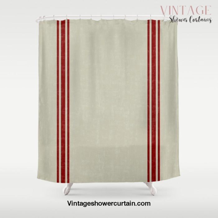 Vintage French Country Grainsack Berry Linen Shower Curtain Offical Vintage Shower Curtain Merch