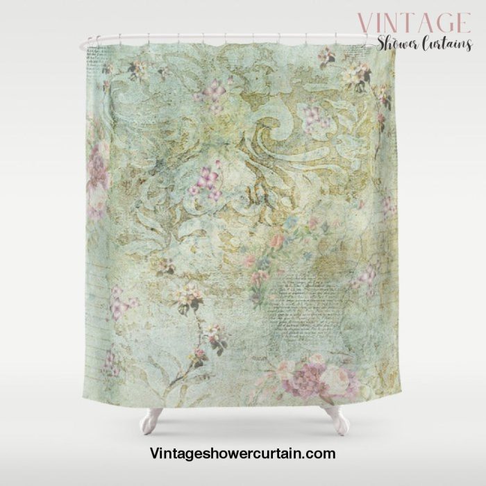 Vintage French Floral Wallpaper Shower Curtain Offical Vintage Shower Curtain Merch