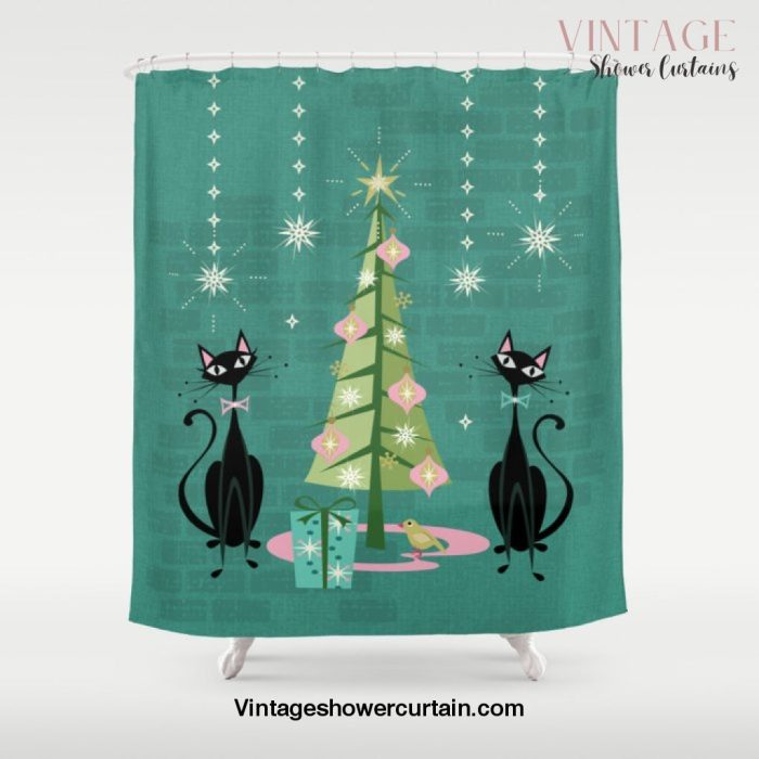 Vintage Kitty Christmas Shower Curtain Offical Vintage Shower Curtain Merch