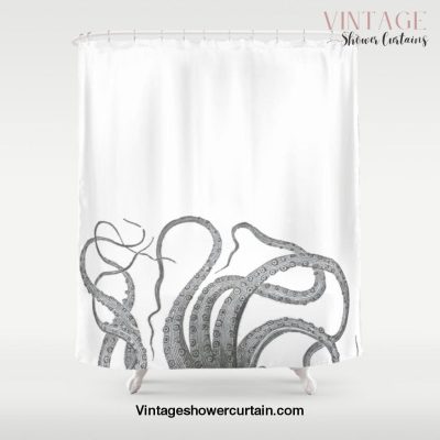 Vintage kraken octopus tentacles nautical antique sea creature steampunk graphic print Shower Curtain Offical Vintage Shower Curtain Merch