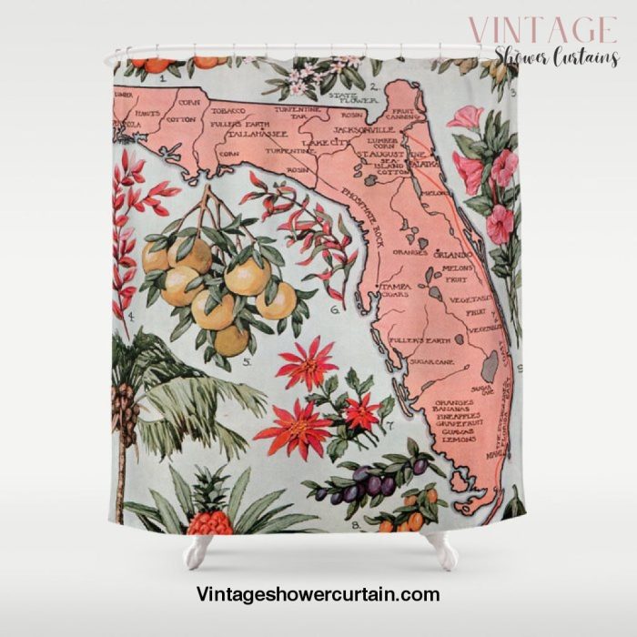 Vintage Map of Florida (1917) Shower Curtain Offical Vintage Shower Curtain Merch