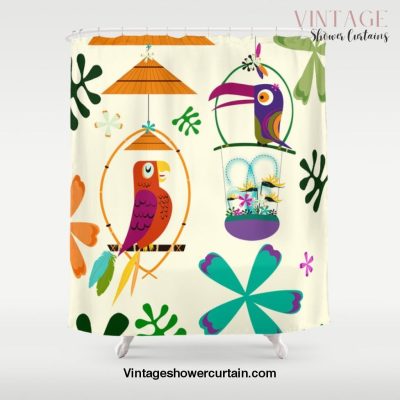 Vintage Modern Tiki Birds Shower Curtain Offical Vintage Shower Curtain Merch