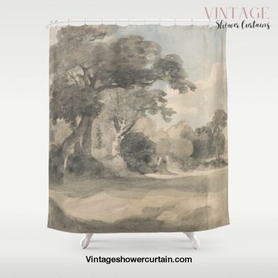 Vintage painting landscape shower curtain - Bathroom art - Bohemian - Home decor - Bathroom Sets - unique wedding gift for couple Shower Curtain Offical Vintage Shower Curtain Merch