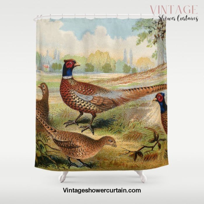 Vintage Pheasants Shower Curtain Offical Vintage Shower Curtain Merch