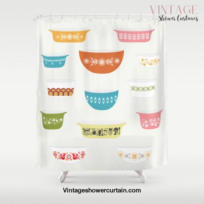 Vintage Pyrex Shower Curtain Offical Vintage Shower Curtain Merch