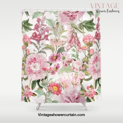 Vintage & Shabby Chic - Botanical Pink Springflowers Meadow Shower Curtain Offical Vintage Shower Curtain Merch