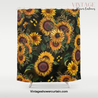 Vintage & Shabby Chic - Midnight Sunflower Garden Shower Curtain Offical Vintage Shower Curtain Merch