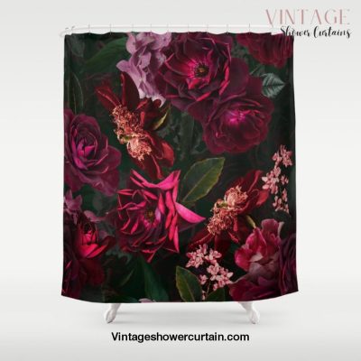 Vintage & Shabby Chic - Night Botanical Flower Roses Garden Shower Curtain Offical Vintage Shower Curtain Merch