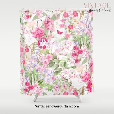 Vintage & Shabby Chic - Pastel Spring Flower Medow Shower Curtain Offical Vintage Shower Curtain Merch