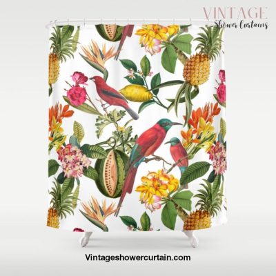 Vintage & Shabby Chic - Spring Tropical Birds Fruit Botanical Garden Shower Curtain Offical Vintage Shower Curtain Merch