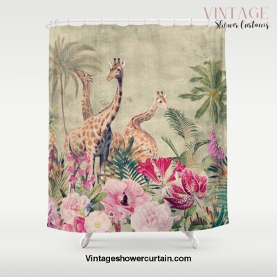 Vintage & Shabby Chic - Tropical Animals And Flower Garden Shower Curtain Offical Vintage Shower Curtain Merch