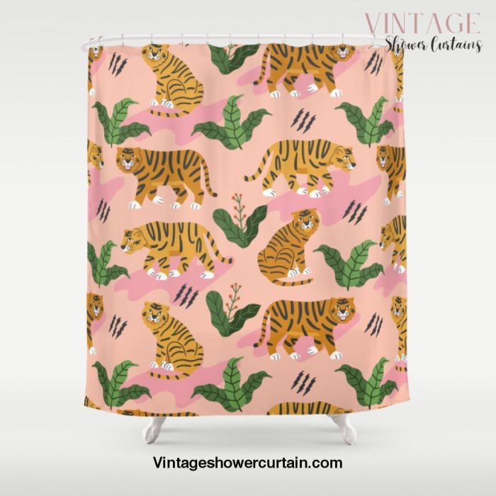 Vintage Tiger Print Shower Curtain Offical Vintage Shower Curtain Merch