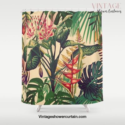 Vintage Tropical Flora (green) Shower Curtain Offical Vintage Shower Curtain Merch