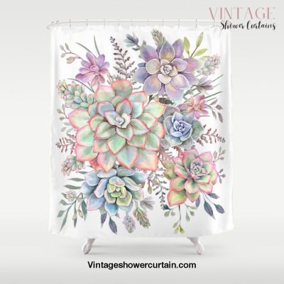 Watercolor Succulent #56 Shower Curtain Offical Vintage Shower Curtain Merch