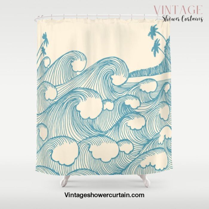 Waves Shower Curtain Offical Vintage Shower Curtain Merch