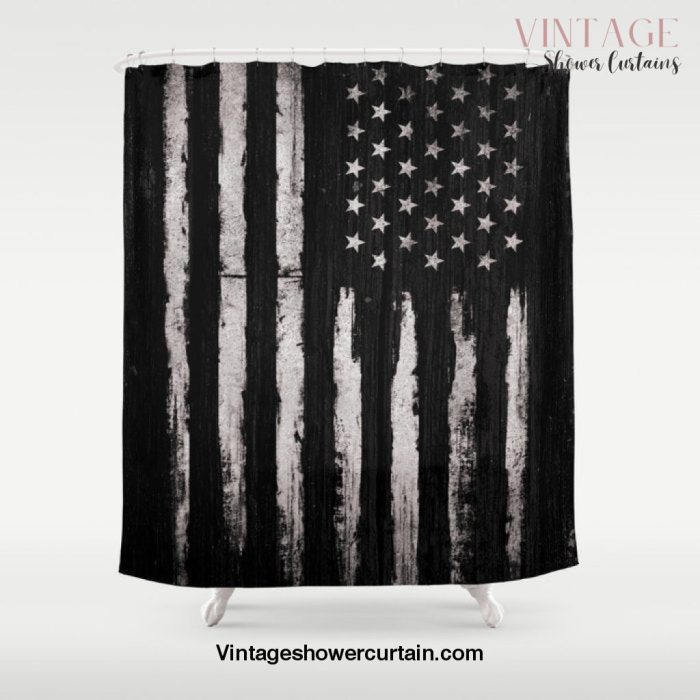 White Grunge American flag Shower Curtain Offical Vintage Shower Curtain Merch