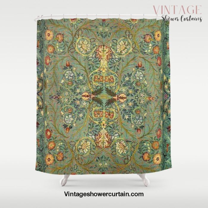 William Morris Antique Acanthus Floral Shower Curtain Offical Vintage Shower Curtain Merch