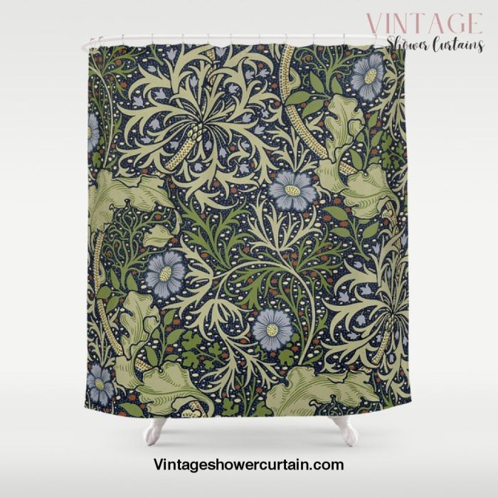 William Morris Seaweed Pattern Shower Curtain Offical Vintage Shower Curtain Merch