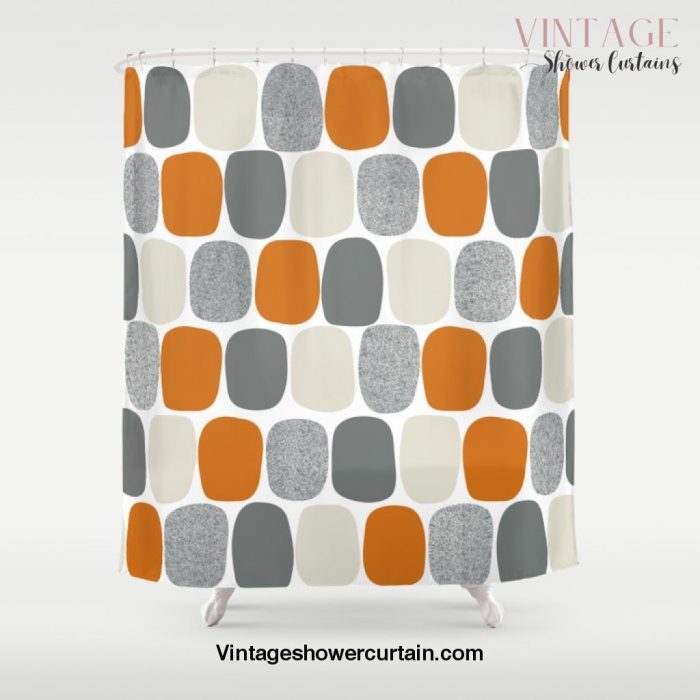 Wonky Ovals in Orange Shower Curtain Offical Vintage Shower Curtain Merch