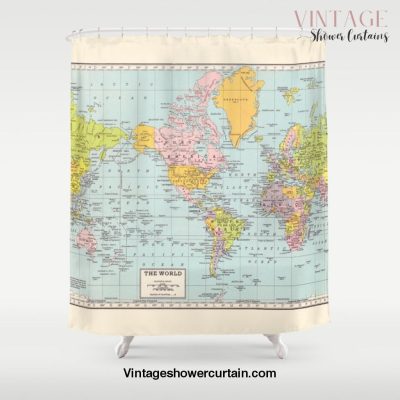 World Map Shower Curtain Offical Vintage Shower Curtain Merch